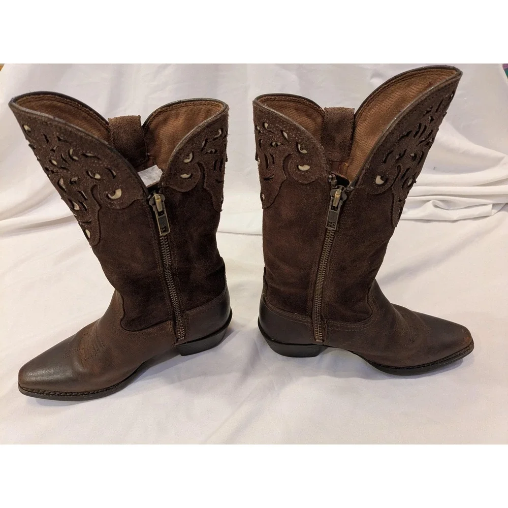Ariat Boots Kids Size 11 Brown Leather Western Zip Cowboy Style 10010913